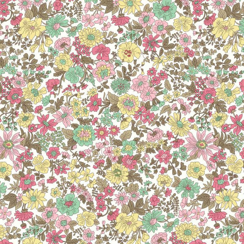 Emily Annabelle, tessuto panna con fiori Gialli e Rosa - Liberty Fabrics Liberty Fabrics - 1