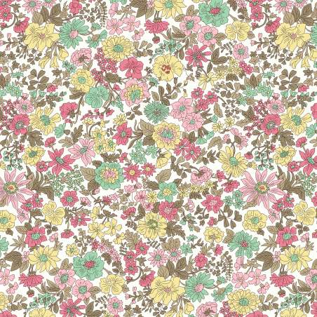 Emily Annabelle, tessuto panna con fiori Gialli e Rosa - Liberty Fabrics Liberty Fabrics - 1