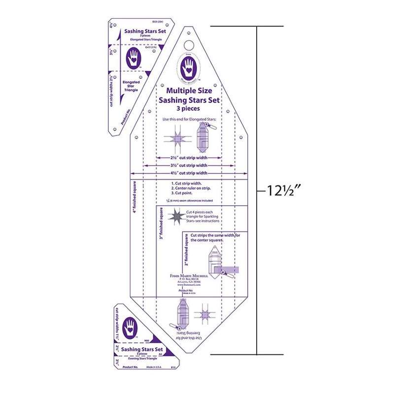 Set di 3 Squadretta per Sash di Stelle da 2 1/2 a 4 1/2 pollici - Marti Michell, Sashing Stars Set Marti's Choice from Marti Mic