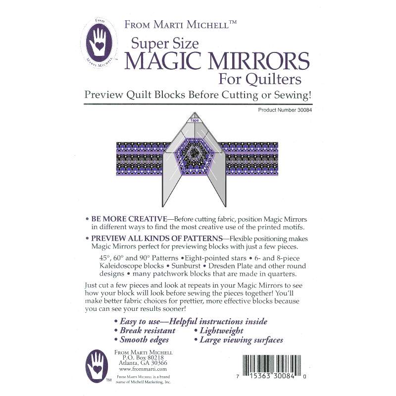Specchio Magico per Patchwork da 5 1/2 x 11 1/2 pollici - Marti Michell, Magic Mirrors for Quilters Marti's Choice from Marti Mi