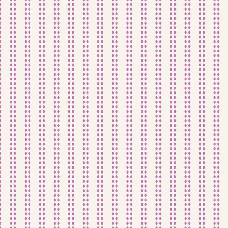 Tilda Tea Towel Woven, Brownie Stripe Plum - tessuto tinto in filo con Righe puntinate Prugna Tilda Fabrics - 1