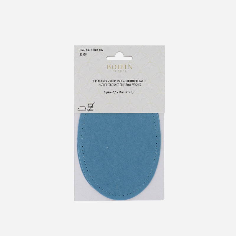 Bohin, Toppe Termoadesive Ovali Scamosciate 9,5 x 14 cm, Sky Blue Bohin - 1