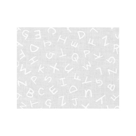Mini Madness Collection, tessuto bianco tono su tono con lettere dell'alfabeto - Robert Kaufman Robert Kaufman - 1
