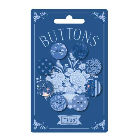 Tilda Something Blue, Buttons, 8 Bottoni Dark , 4 bottoni da 16mm e 4 da 20 mm Tilda Fabrics - 1