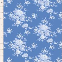 Tilda Something Blue, Carol Cornflower, tessuto con rose azzurre su fondo azzurro Tilda Fabrics - 1