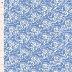 Tilda Something Blue, Celeste Blue, tessuto con fiori e piccoli bordi bianchi su fondo azzurro Tilda Fabrics - 1