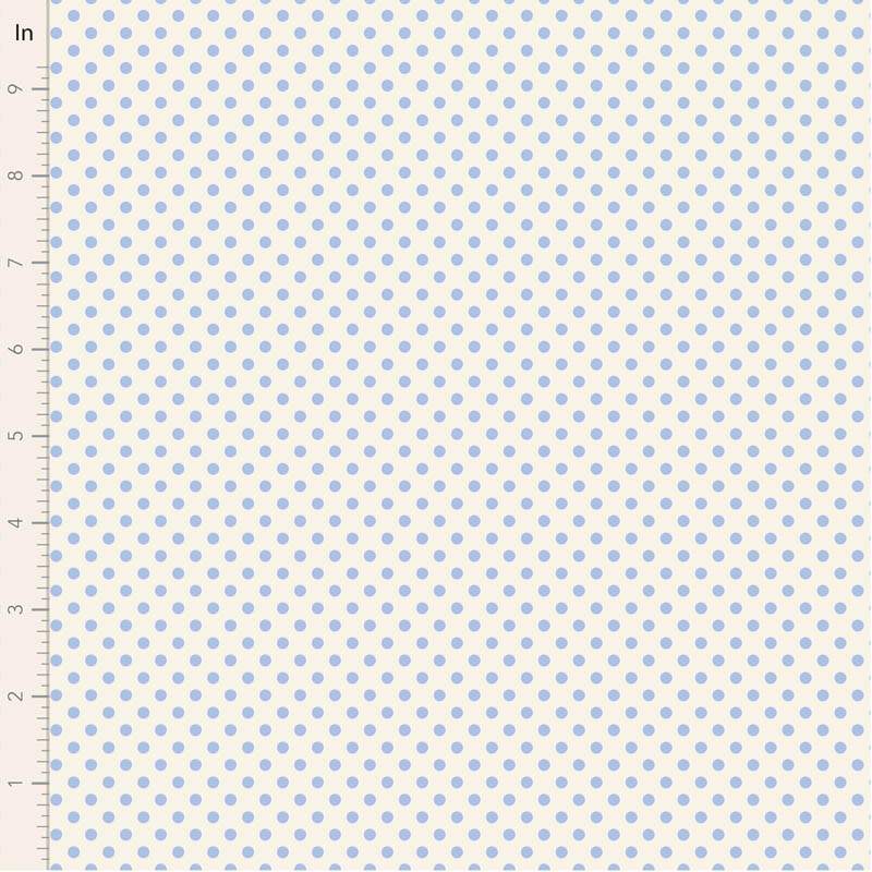 Tilda Something Blue, Dorothy Sky, tessuto con pois azzurri su fondo crema Tilda Fabrics - 1