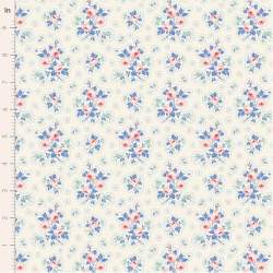 Tilda Something Blue, First Kiss Cream, tessuto con piccoli fiori e motivo a puntini su fondo crema Tilda Fabrics - 1