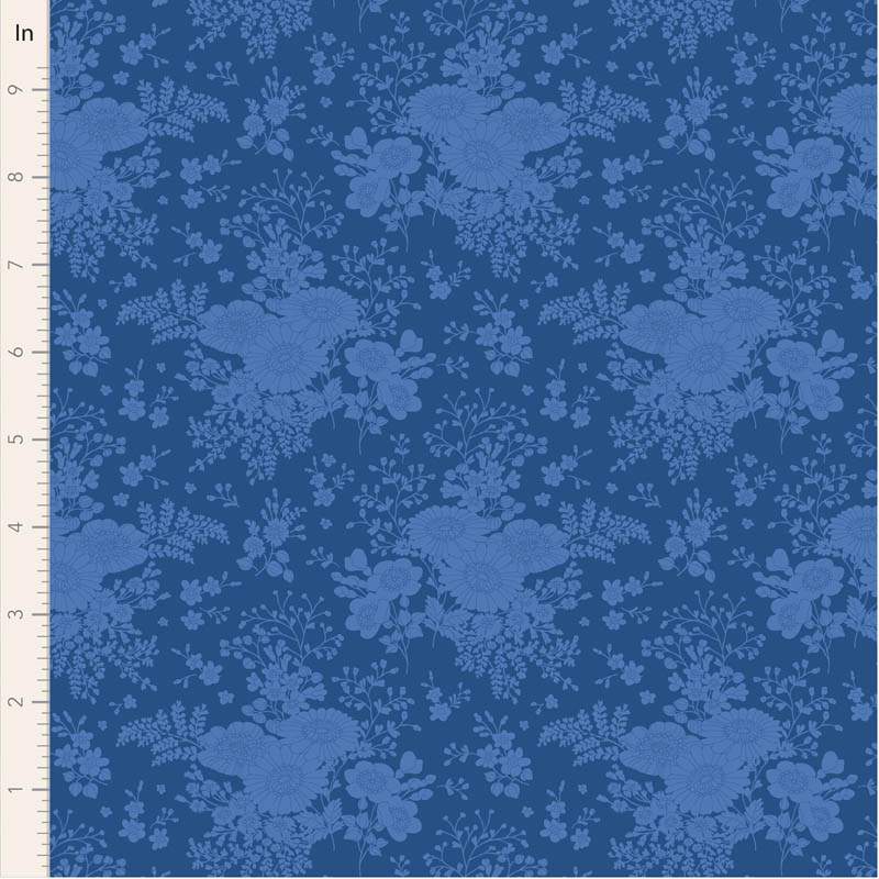 Tilda Something Blue, Isolde Night, tessuto con fiori azzurro scuro su fondo blu Tilda Fabrics - 1
