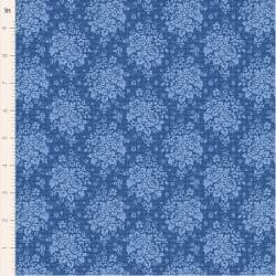 Tilda Something Blue, Picknic Denim, tessuto con piccoli bouquet azzurri su fondo blu puntinato Tilda Fabrics - 1