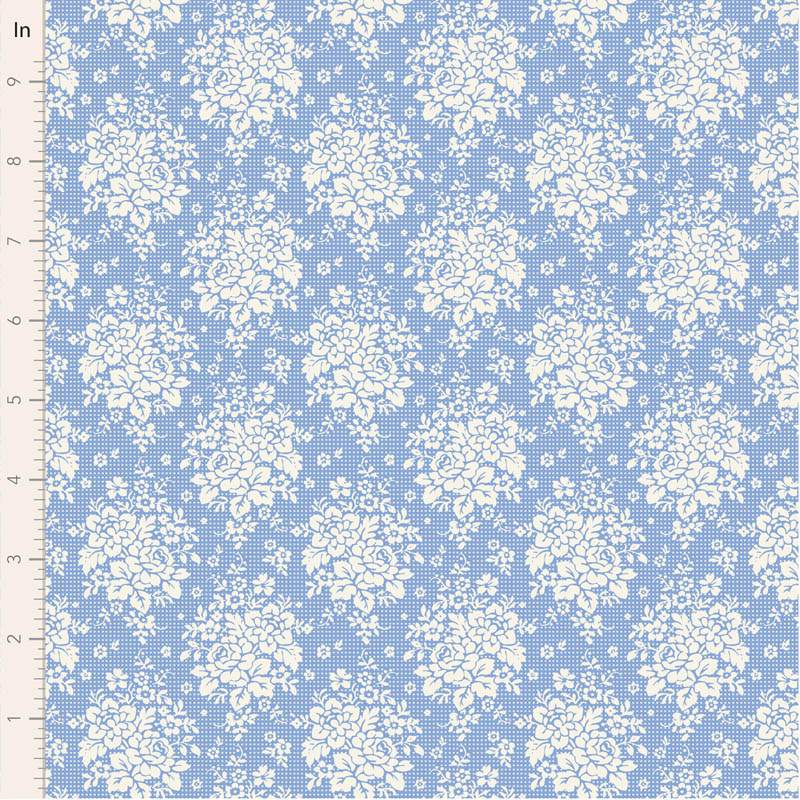 Tilda Something Blue, Picknic Sky, tessuto con piccoli bouquet bianchi su fondo azzurro puntinato Tilda Fabrics - 1
