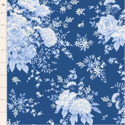 Tilda Something Blue, Wildgarden Night, tessuto con grandi rose azzurre su fondo blu Tilda Fabrics - 1