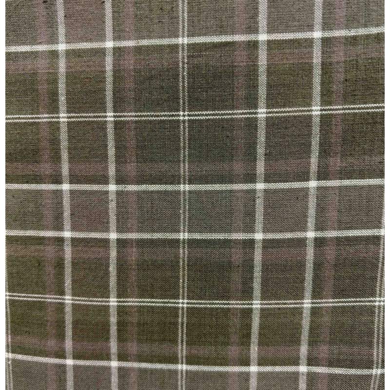 Marcus Fabrics , Tessuto Giapponese Tinto in Filo, Fondo Verde  e righe Beige a quadri Marcus Fabrics - 1