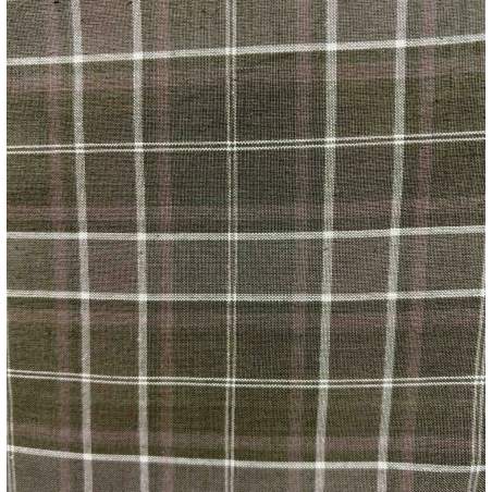 Marcus Fabrics , Tessuto Giapponese Tinto in Filo, Fondo Verde  e righe Beige a quadri Marcus Fabrics - 1