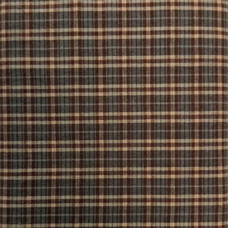 Tessuto Giapponese Tinto in Filo, Quadrettato Rosso e Panna su fondo Grigio STIM Italia - 1