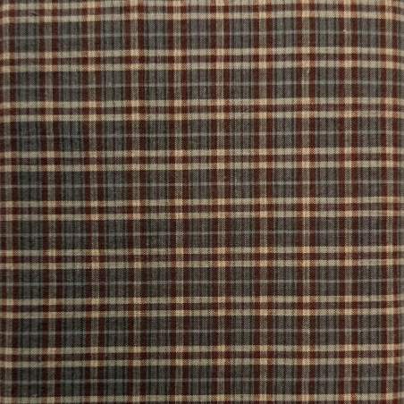 copy of Tessuto Giapponese Tinto in Filo, Fondo Marrone Quadrettato STIM Italia - 1