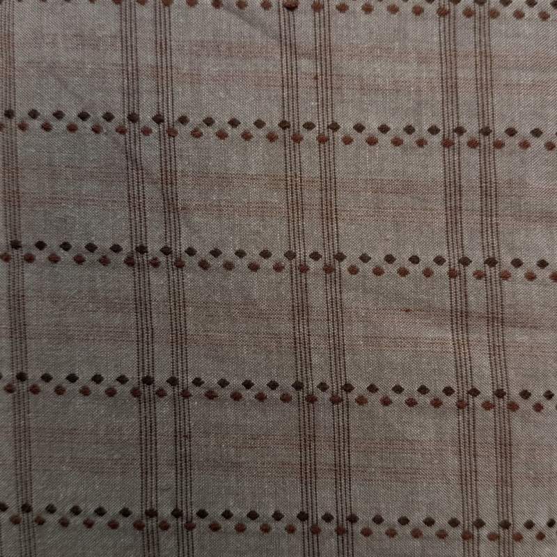 Tessuto Giapponese Tinto in Filo, Quadrettato Marrone-Rosa su fondo Grigio STIM Italia - 1