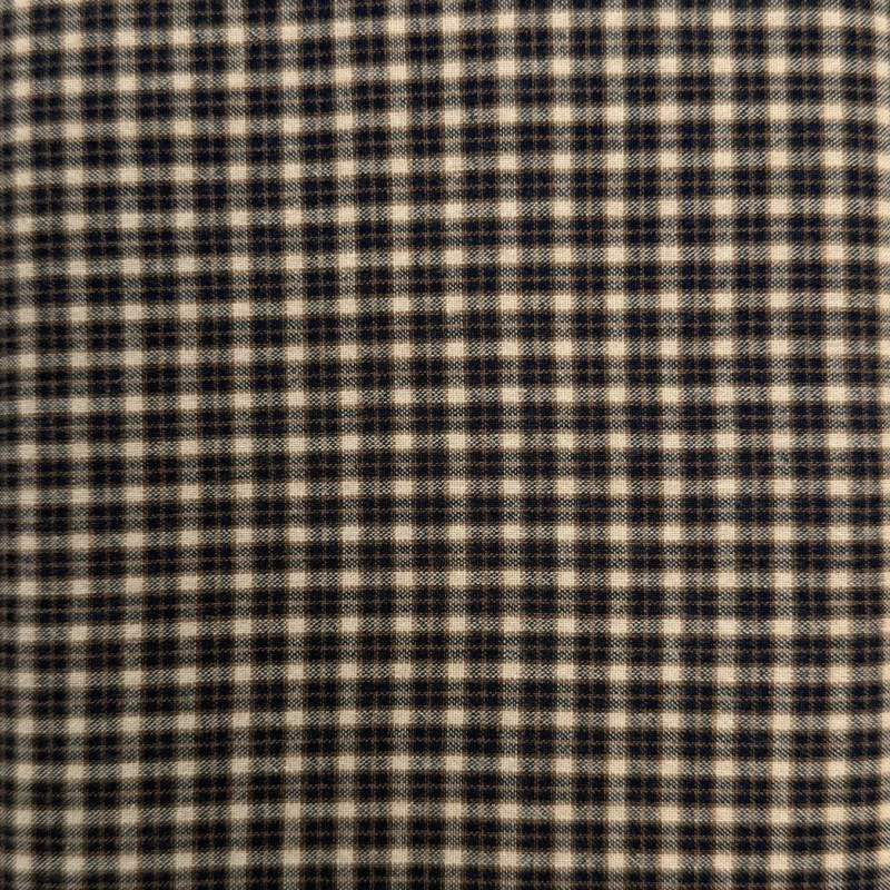Tessuto Giapponese Tinto in Filo, Quadrettato Blu e Marrone su fondo beige Made in Japan - 1
