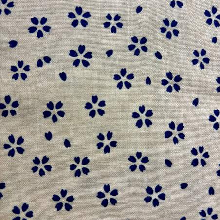 Sevenberry Kasuri Gold, Tessuto Beige con fiorellini blu- Robert Kaufman Robert Kaufman - 1