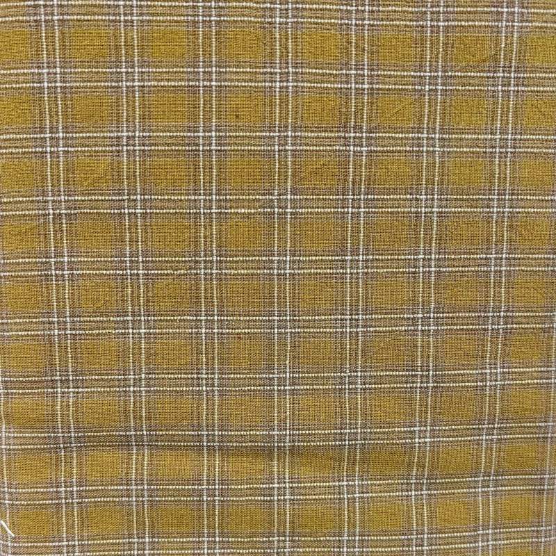 Kinkame, European Taupe, Tessuto Tinto in Filo Ocra con quadrettatura panna Kinkame - 1
