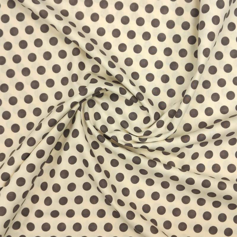 Moda Fabrics, Hometown, Tessuto bianco latte con grandi pois grigi Moda Fabrics - 1