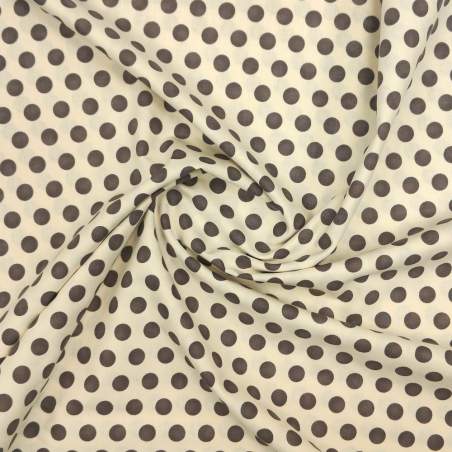 Moda Fabrics, Hometown, Tessuto bianco latte con grandi pois grigi Moda Fabrics - 1