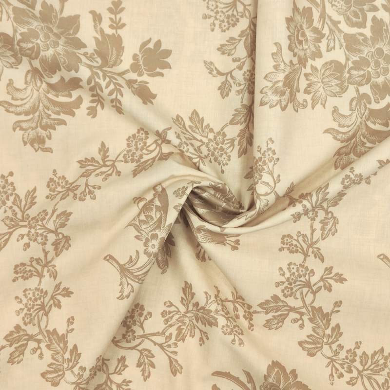 Moda Fabrics Fa La La La, Tessuto Beige con con grandi fiori tortora Moda Fabrics - 1