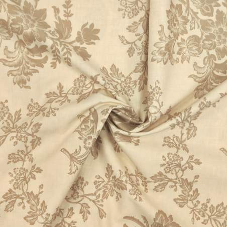 Moda Fabrics Fa La La La, Tessuto Beige con con grandi fiori tortora Moda Fabrics - 1