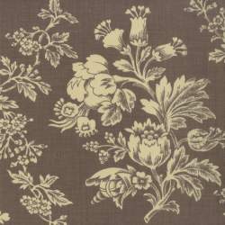 Moda Fabrics Fa La La La, Tessuto Marrone con con grandi fiori panna Moda Fabrics - 1