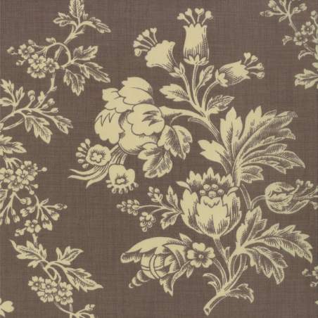 Moda Fabrics Fa La La La, Tessuto Marrone con con grandi fiori panna Moda Fabrics - 1