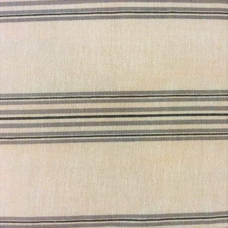 Mas d'Ouvan, Tessuto misto Lino Beige con Righe Grigie e Nere Mas D’Ouvan - 1