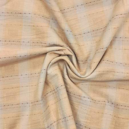 Tessuto giapponese tinto in filo beige con quadretti e tratteggi - Westek westex - 1