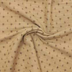 Tessuto giapponese tinto in filo marrone con puntini e cancelletti Made in Japan - 1
