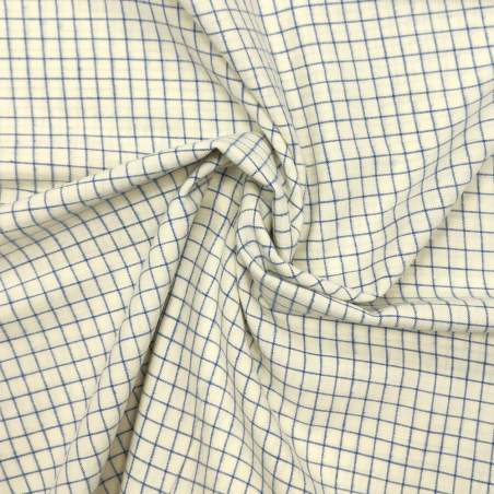Tessuto tinto in filo americano bianco avorio quadrettato con linee blu Moda Fabrics - 1