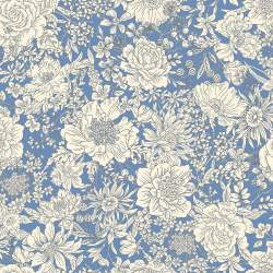 Tessuto Batista di Cotone con fondo azzurro e fiori bianco latte - The Modern Garden, Cosmo Textiles Cosmo Textile - 2