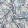 Tessuto Batista di Cotone con fondo azzurro e fiori bianco latte - The Modern Garden, Cosmo Textiles Cosmo Textile - 1