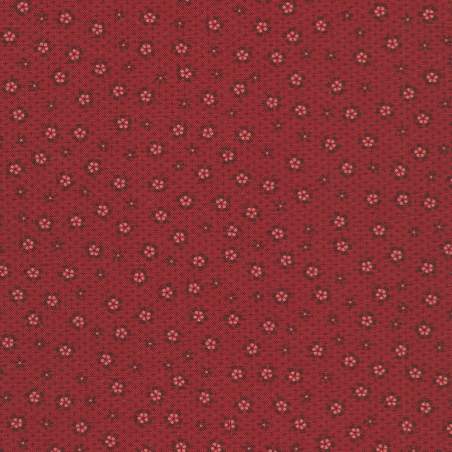 Tessuto rosso borgogna con piccoli fiorellini e crocette tono su tono - Life on Yale by Robert Kaufman - 1