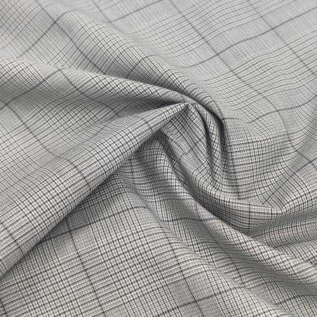 Tessuto percalle con disegno quadrettato bianco e nero - Sevenberry Classic Plaid Gingham Pepper
