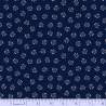 Marcus Fabrics, Tulip Dance, Mood in Blue Collection, di Paula Barnes- Tessuto Blu Scuro con piccoli disegni beige Marcus Fabric