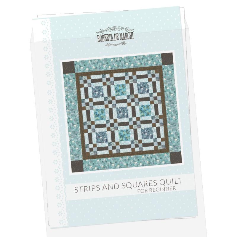Strips and Squares Quilt per Principianti da 51¼ x 51¼ pollici - Cartamodello Stampato Roberta De Marchi - 1