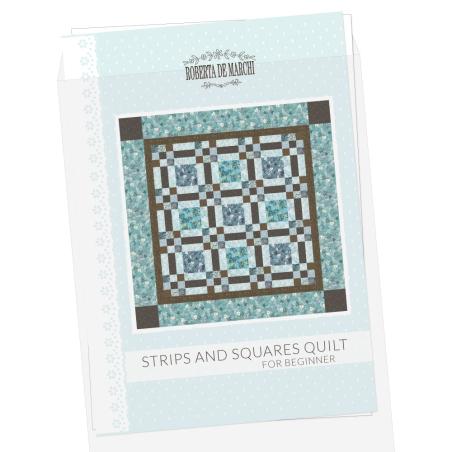 Strips and Squares Quilt per Principianti da 51¼ x 51¼ pollici - Cartamodello Stampato Roberta De Marchi - 1