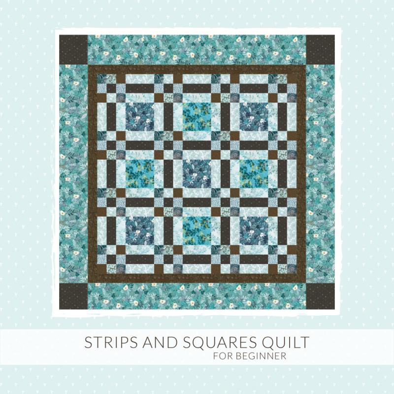 Strips and Squares Quilt per Principianti da 51¼ x 51¼ pollici - Cartamodello PDF Roberta De Marchi - 1