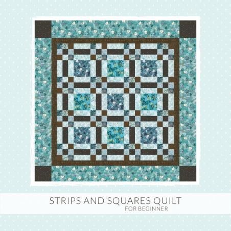 Strips and Squares Quilt per Principianti da 51¼ x 51¼ pollici - Cartamodello PDF Roberta De Marchi - 1