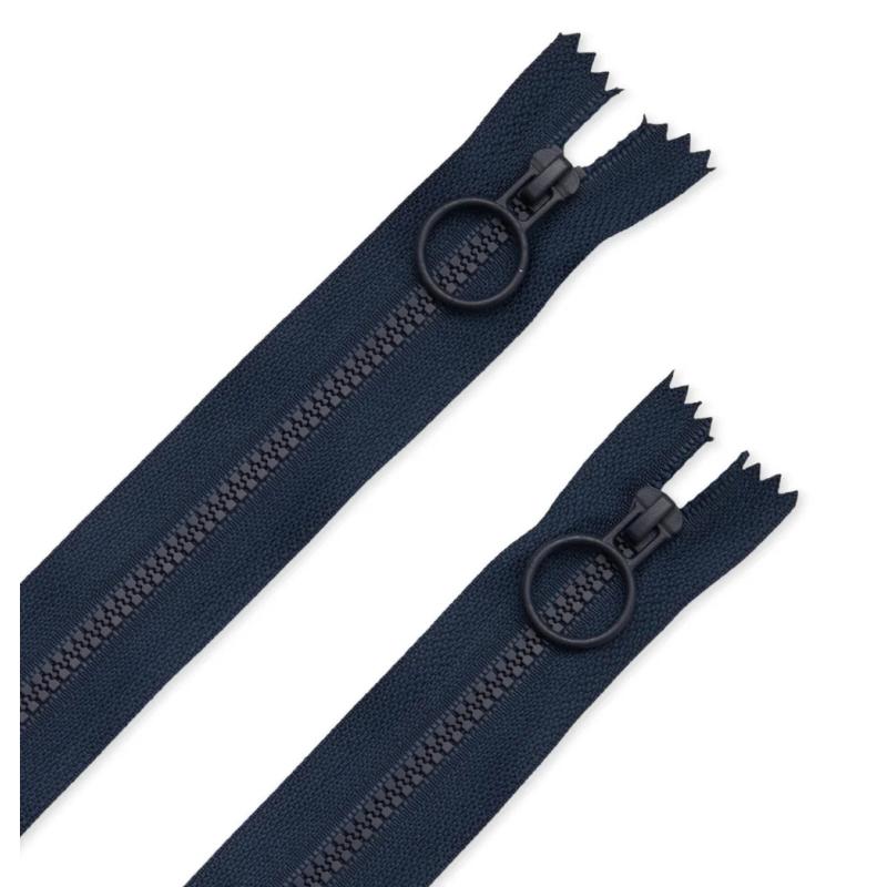 2 Cerniere Zip da 20 cm con cursore ad anello - Colore blu navy - Zakka Workshop