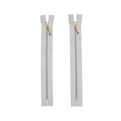 2 Cerniere Lampo con Zip da 20 cm con cursore a goccia - Colore Oro su Bianco Zakka Workshop - cerniere verticali