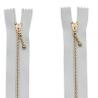 2 Cerniere Lampo con Zip da 20 cm con cursore a goccia - Colore Oro su Bianco Zakka Workshop - zoom su cerniere verticali