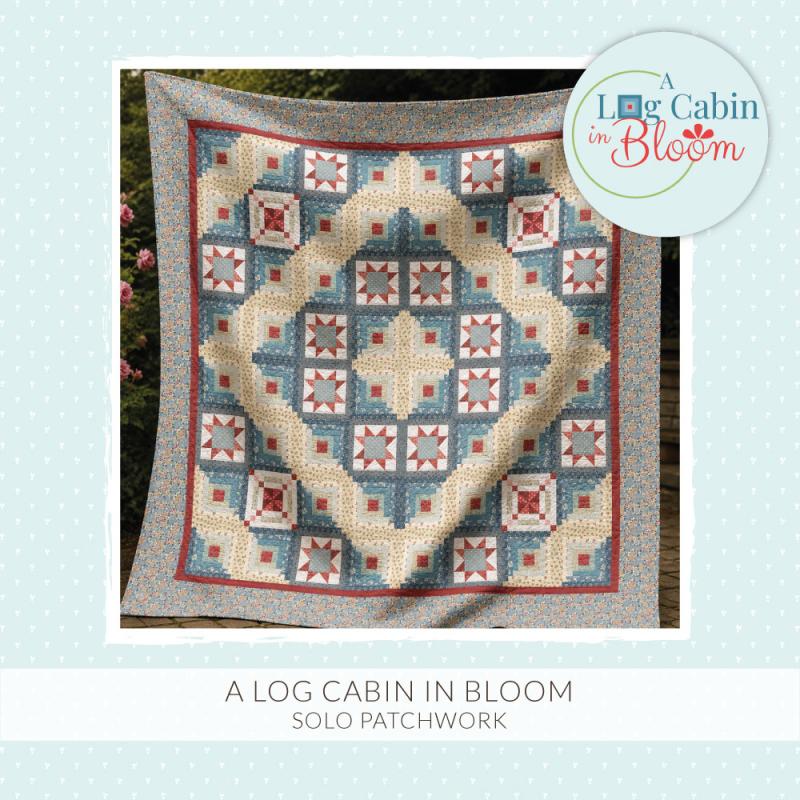 A Log Cabin in Bloom patchwork, Istruzioni PDF passo passo - Quilt da 260 x 260 cm Roberta De Marchi - 1