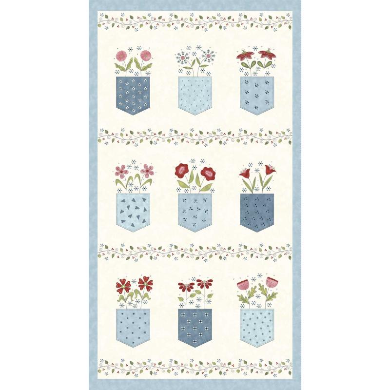 Pannello stampato con tasche fiorite  - Pocketful of Posies di Gail Pan Henry Glass - 1
