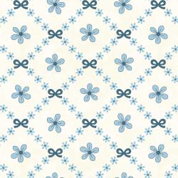 Tessuto crema fiori azzurri disposti a griglia - Pocketful of Posies di Gail Pan Henry Glass - 1