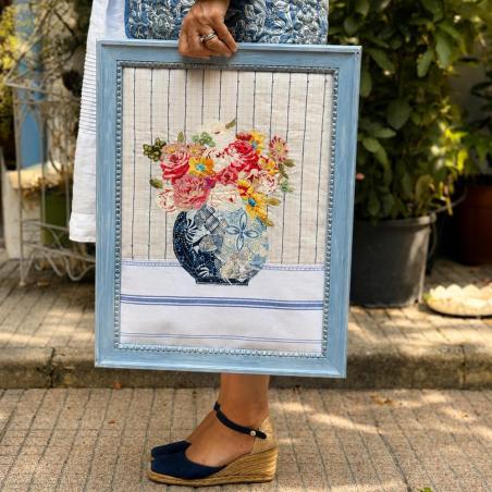 Pannello Vaso con Fiori, appliqué e ricamo - Kit e Cartamodello Roberta De Marchi - 1
